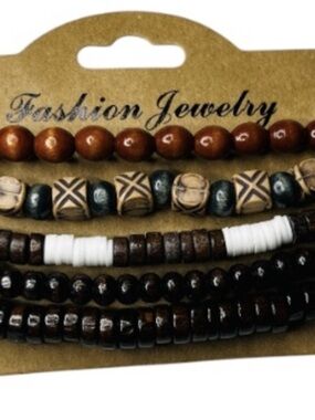 2 for $10 NWT Fashion Jewelry Men's Brown Beaded Bracelet Set
